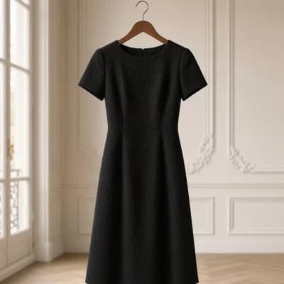 Petite robe noire à manches courtes sur cintre