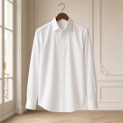 Chemise blanche en popeline col classique sur cintre